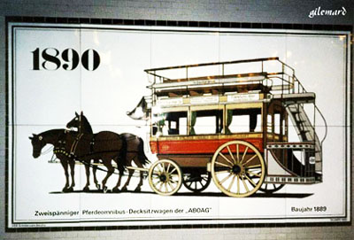 zweispaniger pferdeomnibus-decksitzwagen baujahr 1889